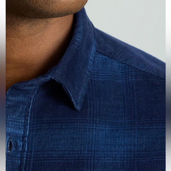 UNTUCKit Men’s Corduroy Navy Plaid Long-Sleeve Button-Down Shirt Medium Slim Fit - Picture 10 of 10